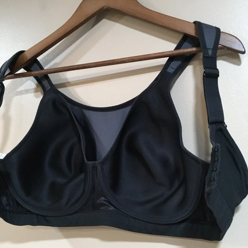 Brooks Maia High Impact Underwire Sports Bra 34E 34DD Black Gray Adjustable Run